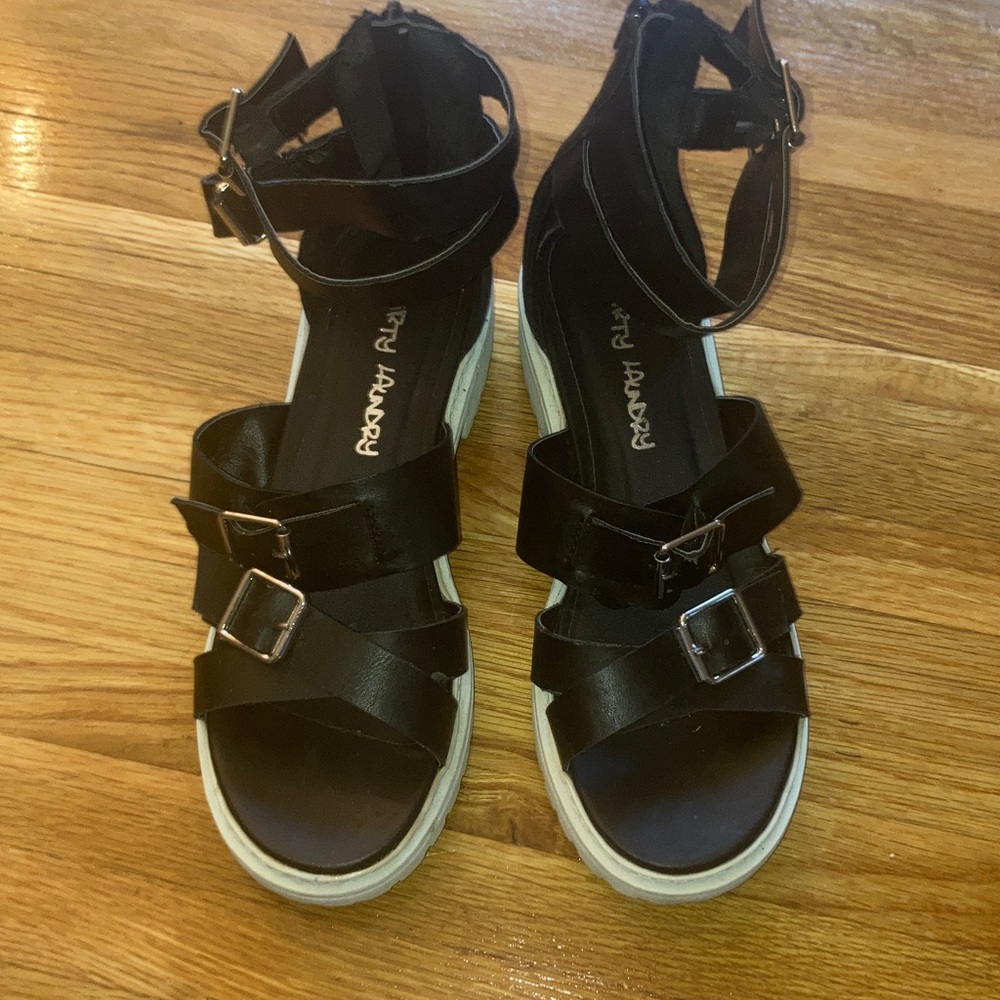 Dirty Laundry Black Buckle Sandals